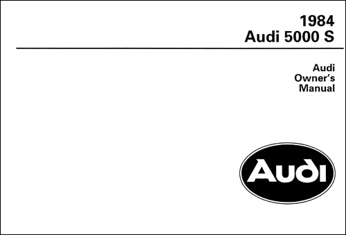 Audi 5000 S 1984 Owner's Manual Front Cover